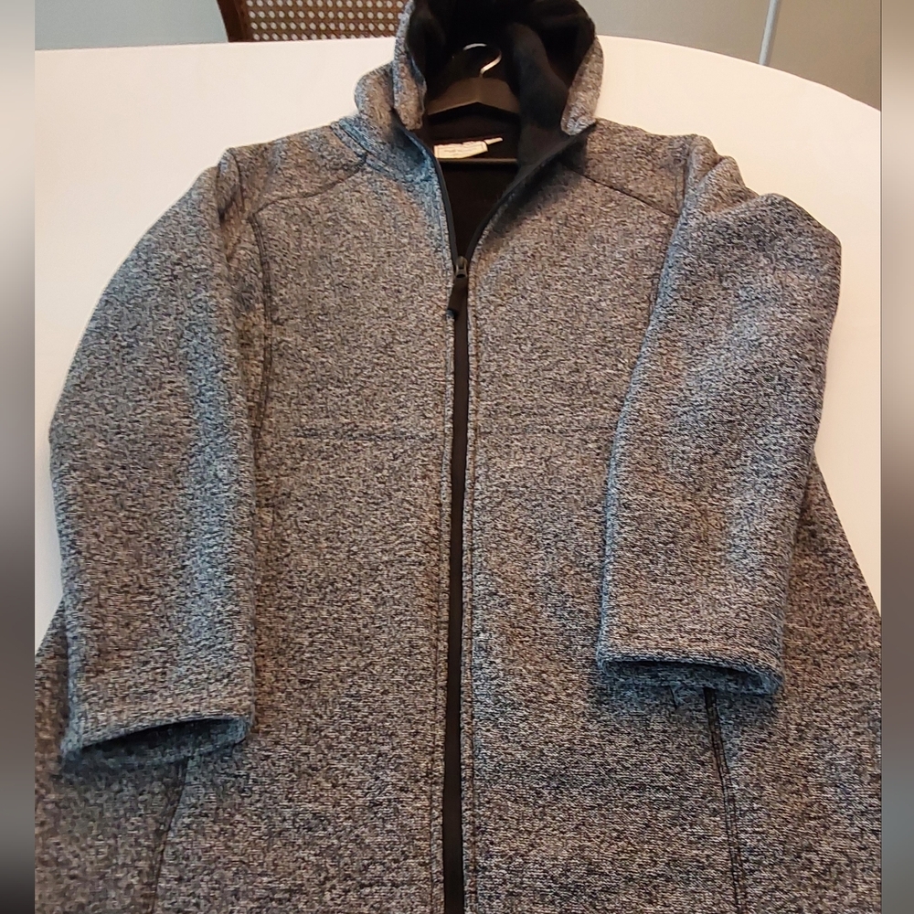 Black Longline Fleece Zip-Up Jacket With Hood